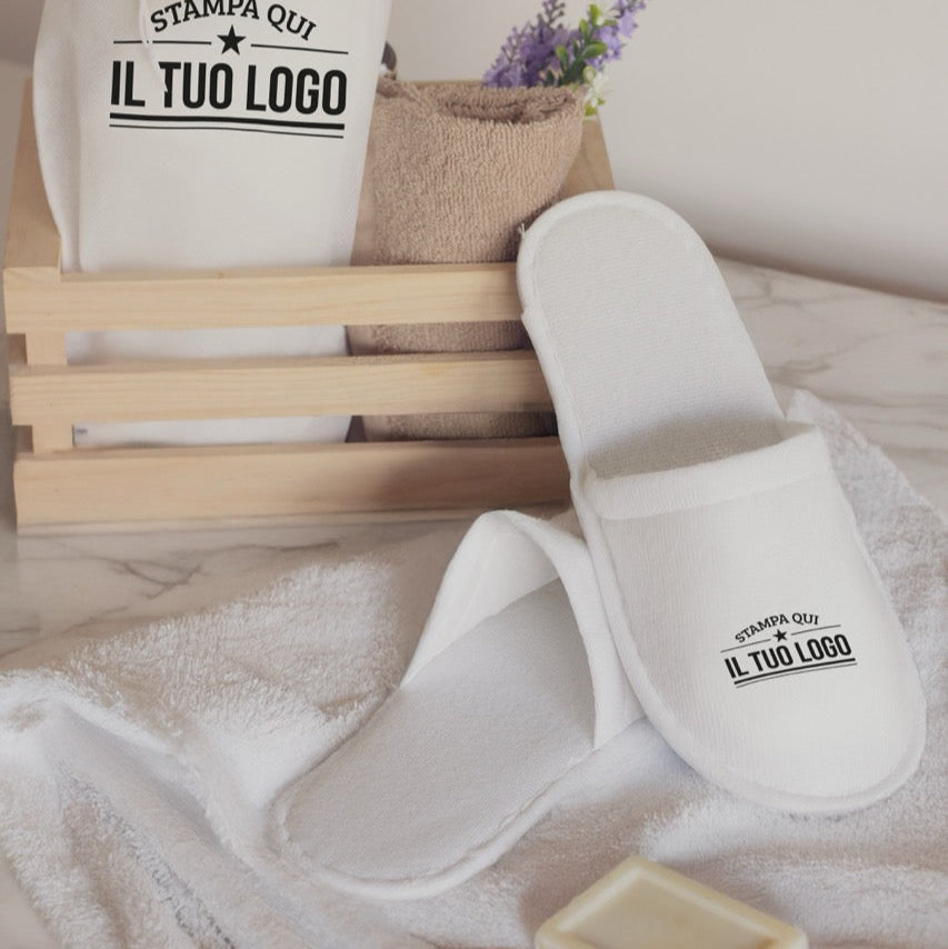 Ciabattine di Cortesia con sacchetto Personalizzabili