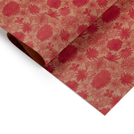 Bobina Carta Kraft Avana Fiori Lampone