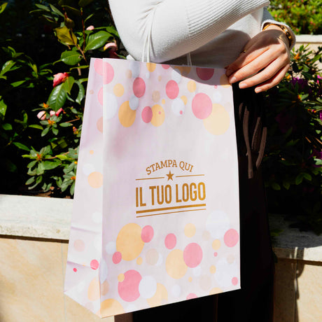 Shopper Carta Bolle Rosa Personalizzabili