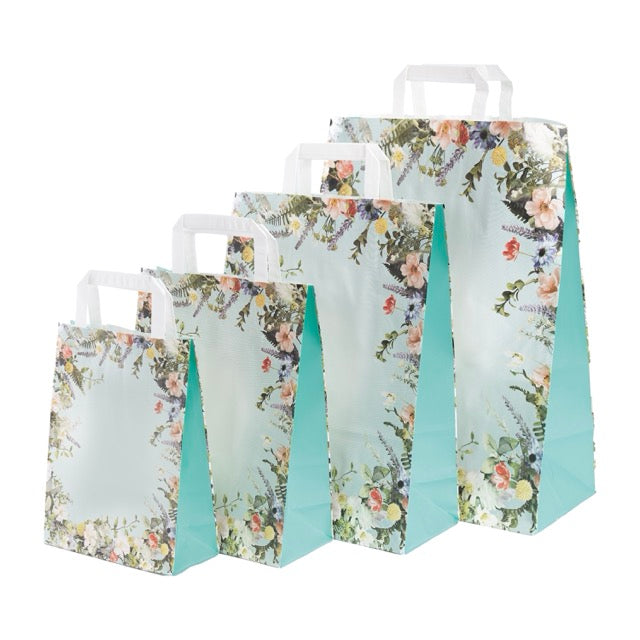 Shopper Carta Fantasia Floreale Maniglia Piattina