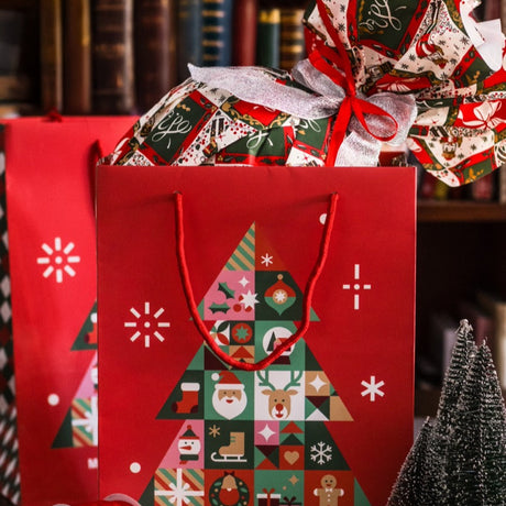 Busta Shopper fondo largo fantasia Joy Merry Christmas