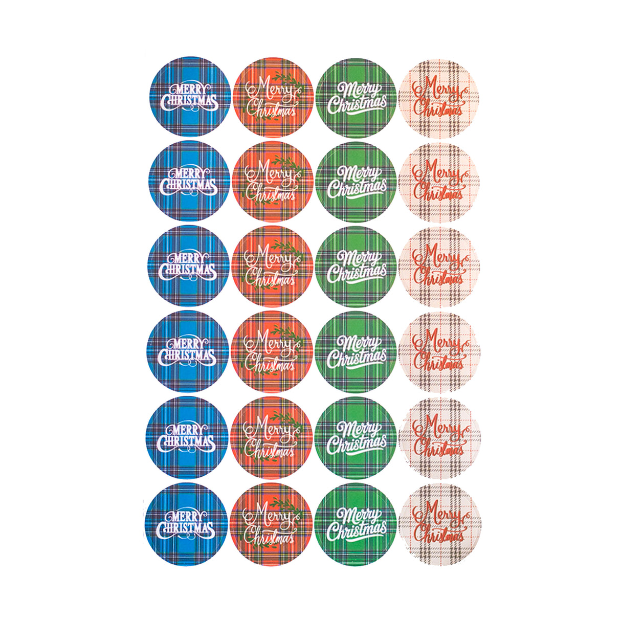 Etichette Adesive Tartan Merry Christmas Mix