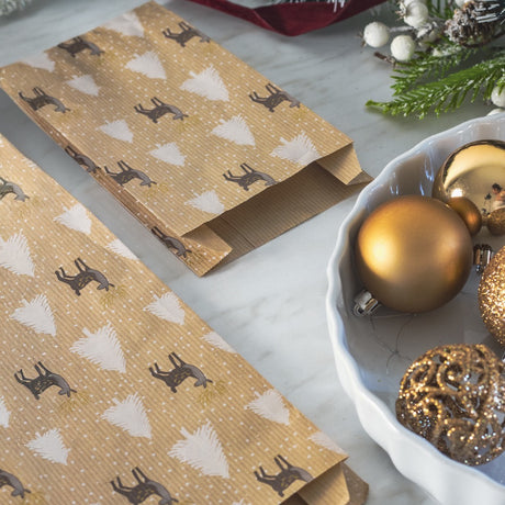 Sacchetti Regalo Carta Kraft Albero e Renna