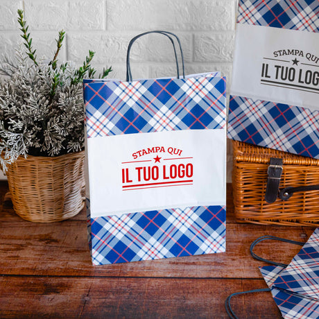 Shopper Carta Scottish Blu Personalizzabile su 2 lati