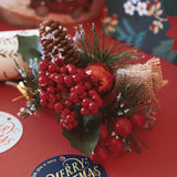 Pick Bacche rosse con Pigna e Fiocco di Juta