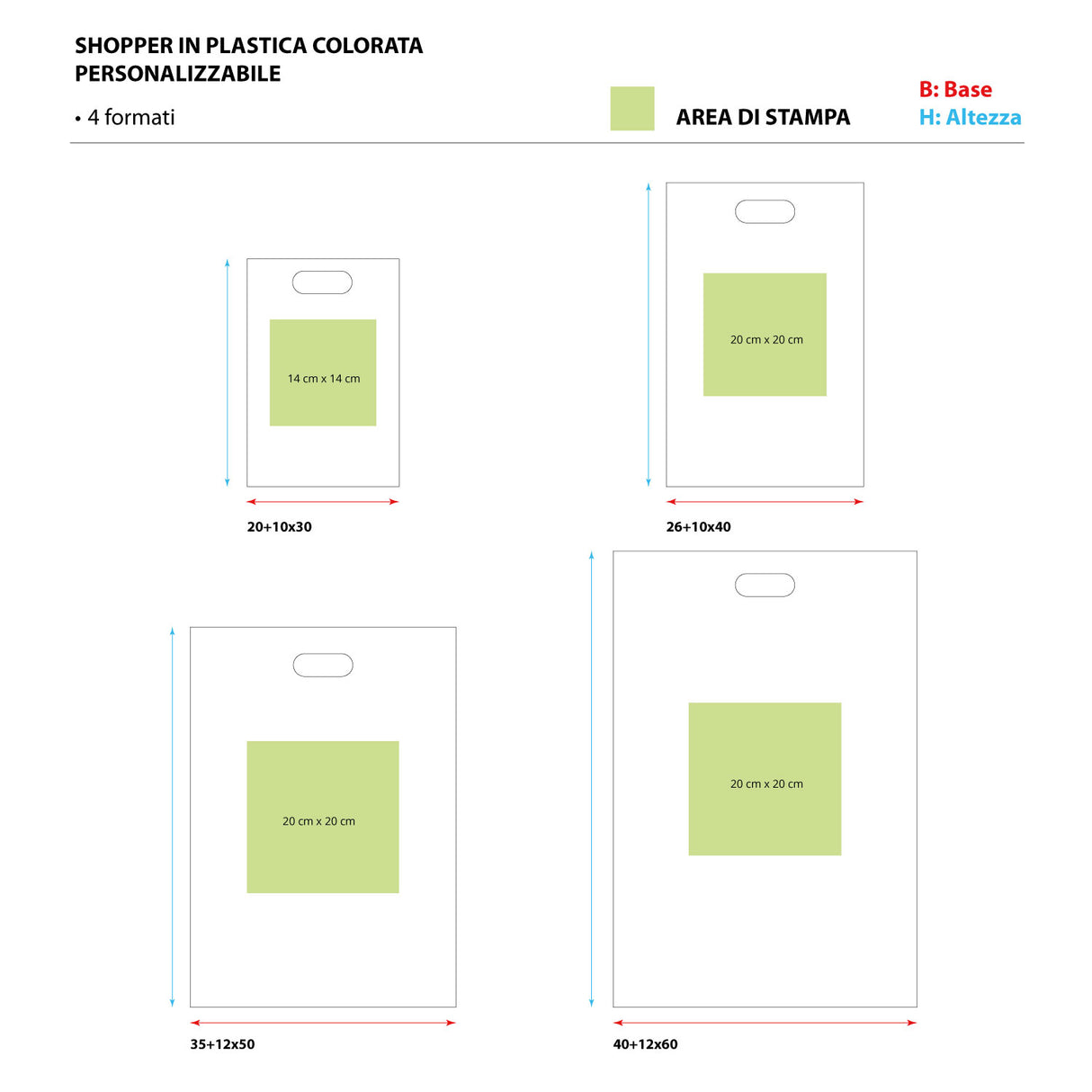 Shopper in Plastica Colorata Personalizzabile con Logo