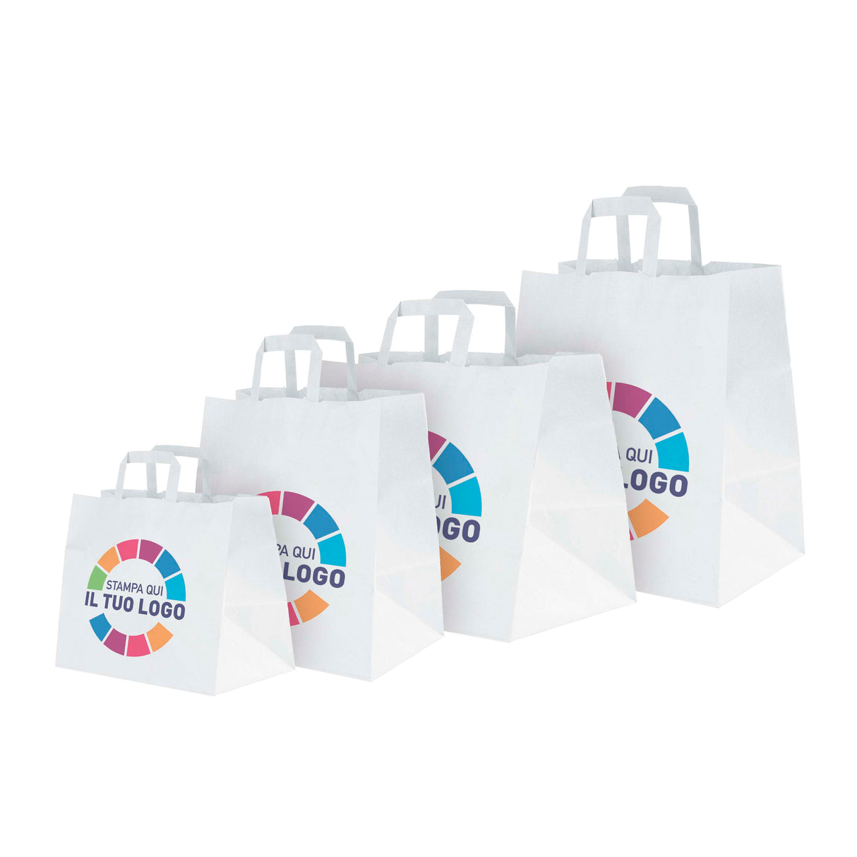 Shopper Carta Food Maniglia piattina Personalizzabile a colori su 1 o 2 lati
