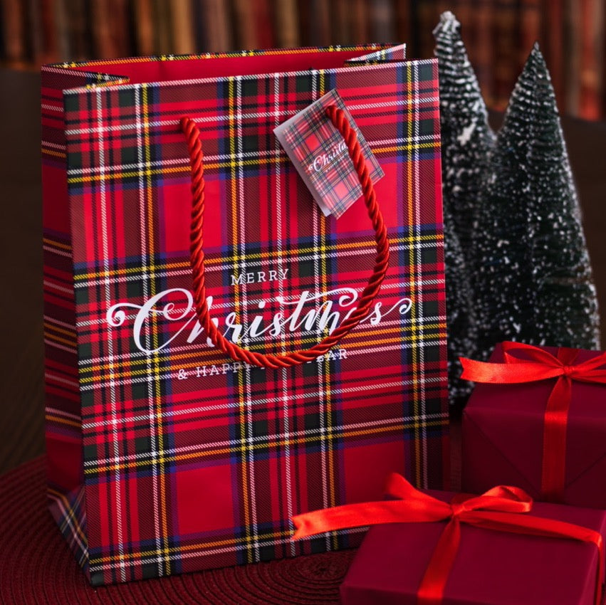 Shopper carta natalizie scozzesi con scritta – Eurofides