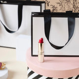 Shopper Carta Lusso Black Frame con Manici in Nastro Gros Grain