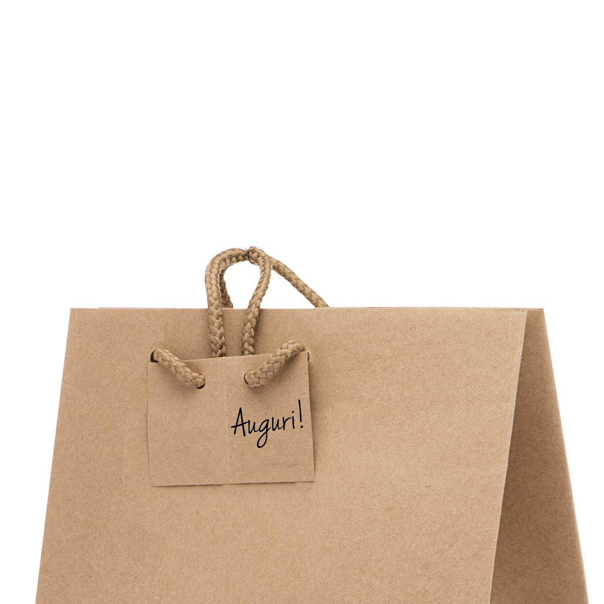Shopper Carta Kraft con Tag & Foro Avana