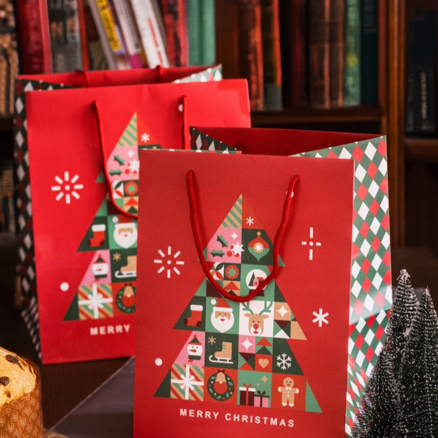 Busta Shopper fondo largo fantasia Joy Merry Christmas