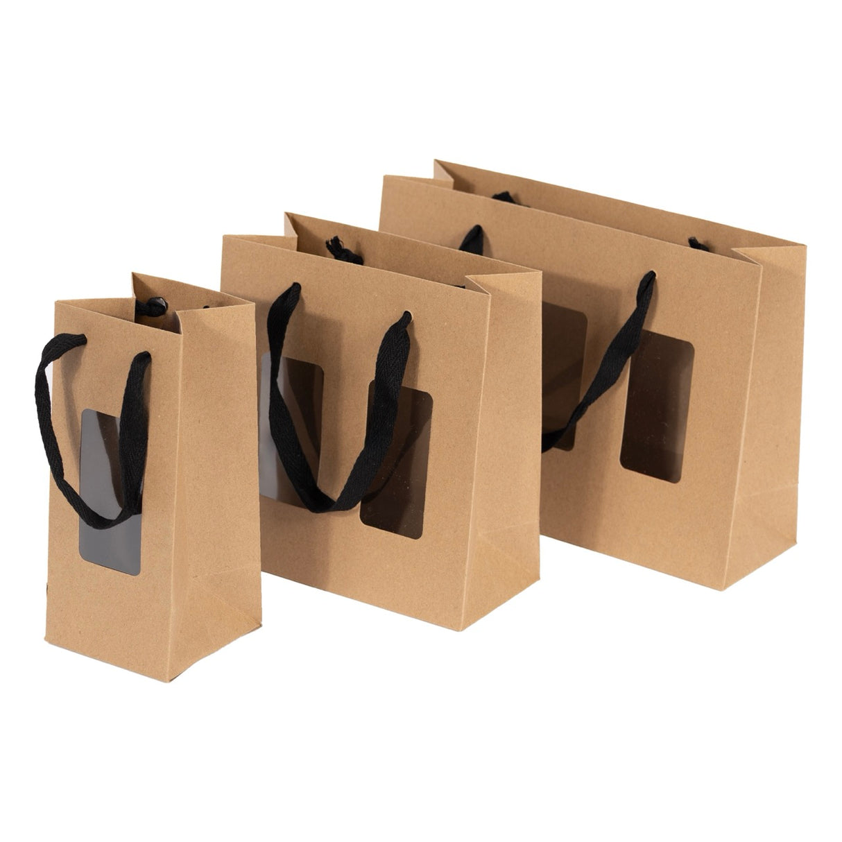 Shopper Carta Portavasetti con Finestra e Manici in Cotone Nero