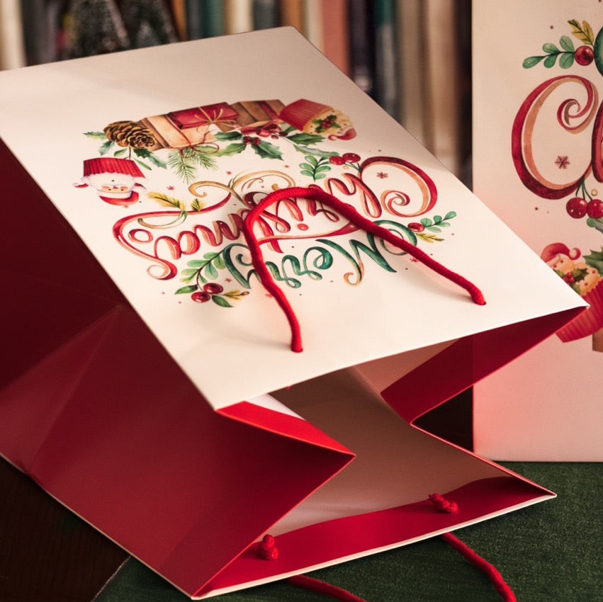Busta Shopper Merry Christmas Fondo Largo