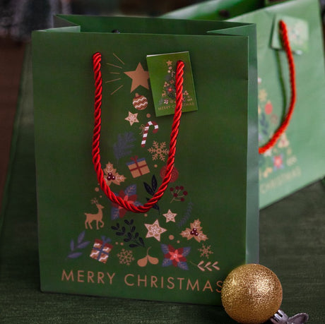 Buste Shopper Natalizie Fantasia Albero e Merry Christmas