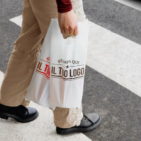 Shopper in Plastica Bianca Porta Bottiglie Personalizzabile