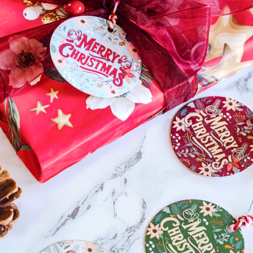 Tag Merry Flowers Christmas