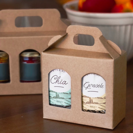 Scatole per Vasetti Vetro in Cartone Kraft con Finestre