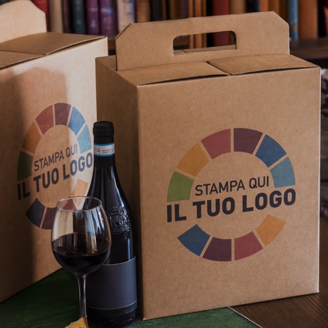 Scatola con Maniglia per Panettone e Bottiglia Personalizzabile