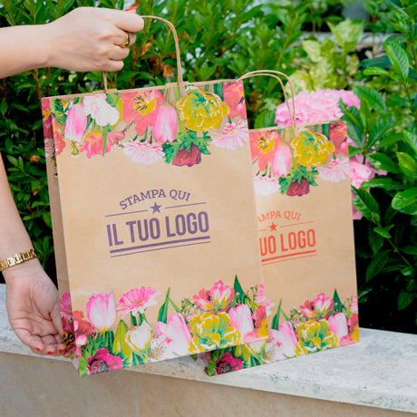 Buste Shopper Carta Fiori Personalizzabili
