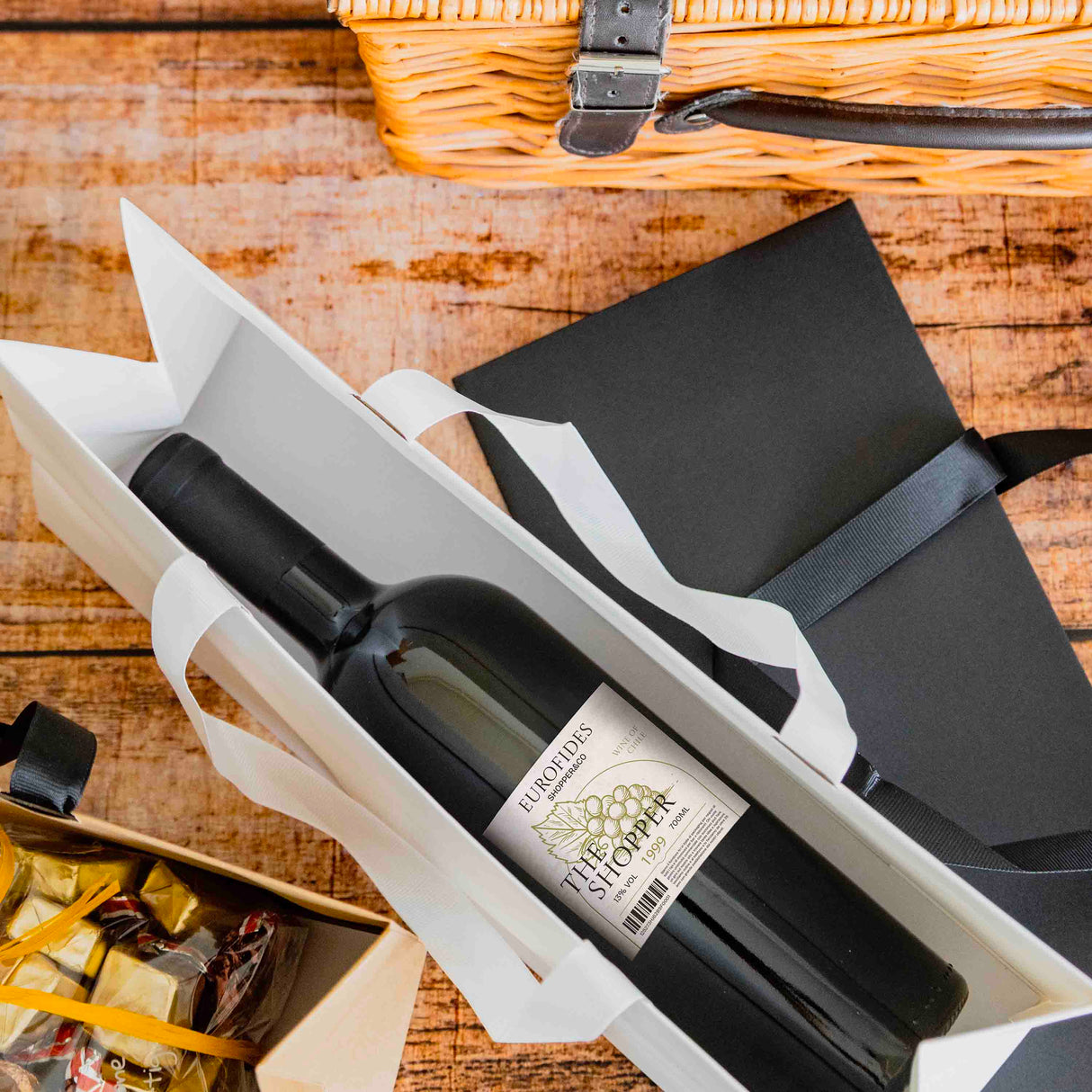 Shopper Carta Elegance Orizzontale con Manico Gros Grain