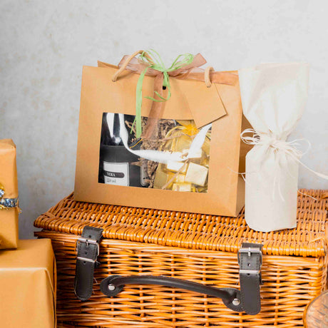 Shopper Carta Kraft Lusso con Finestra Avana