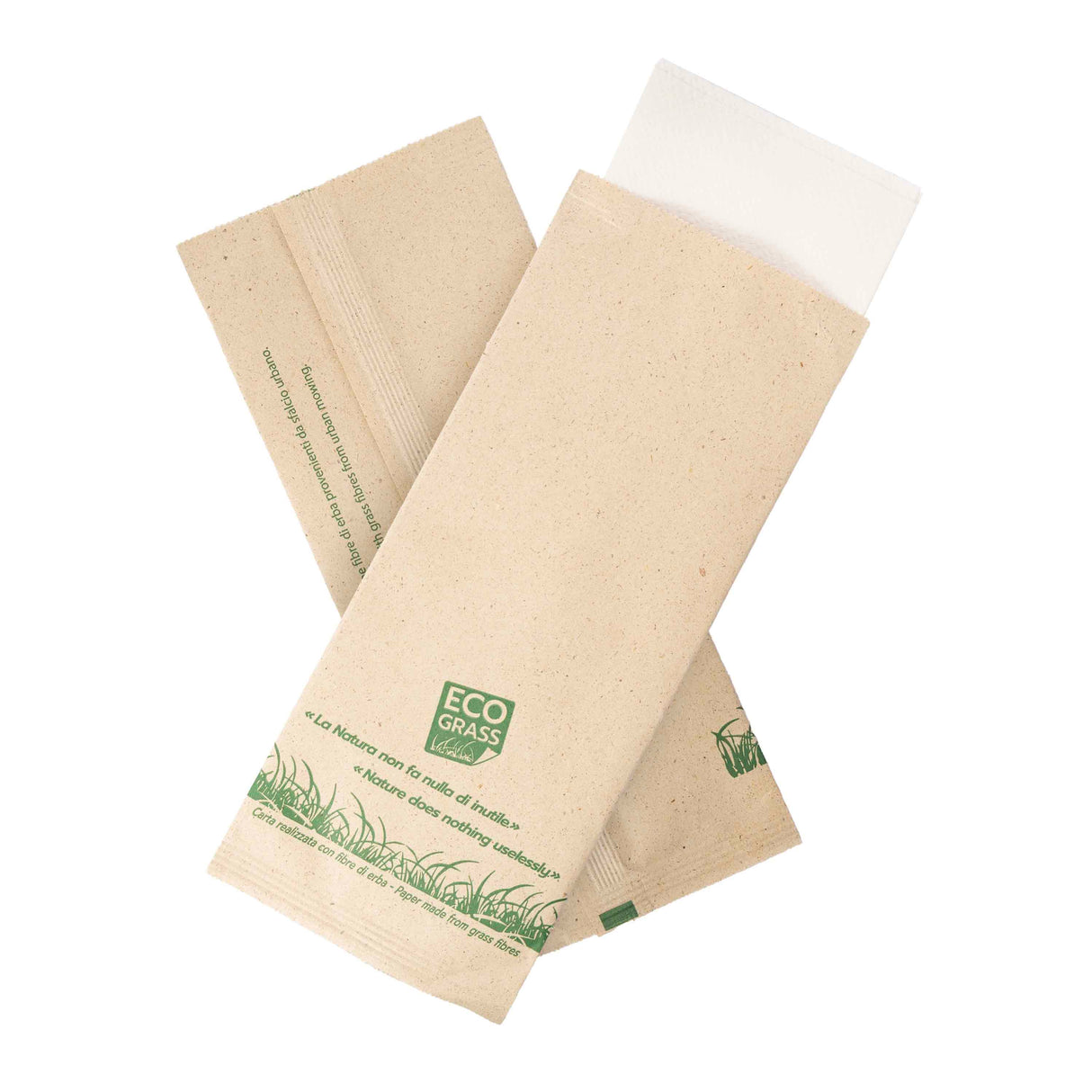 Busta Portaposate in carta riciclata Ecograss con tovagliolo