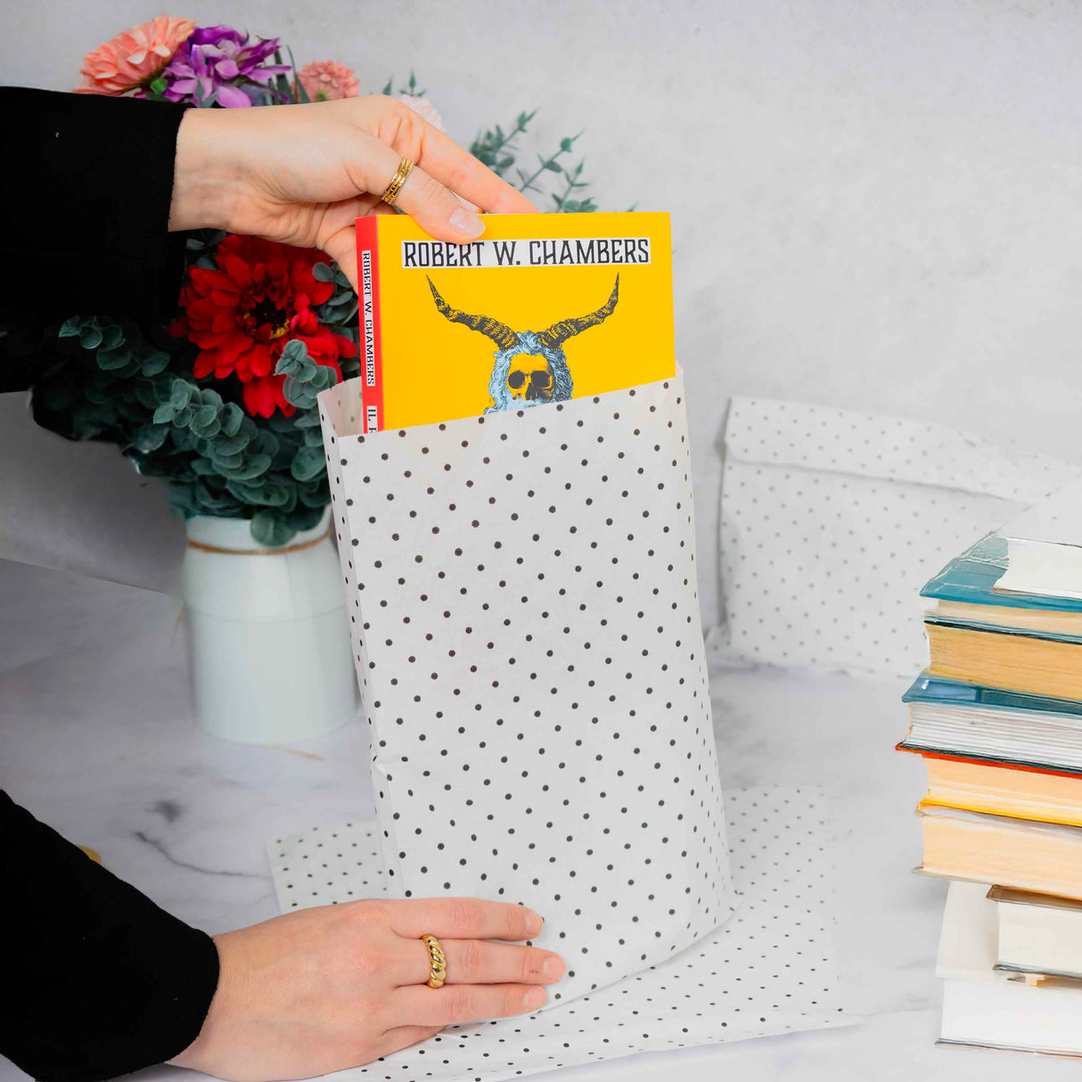 Sacchetto Carta Kraft Bianco Pois