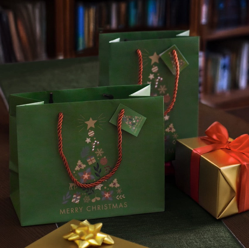 Buste Shopper Natalizie Fantasia Albero e Merry Christmas