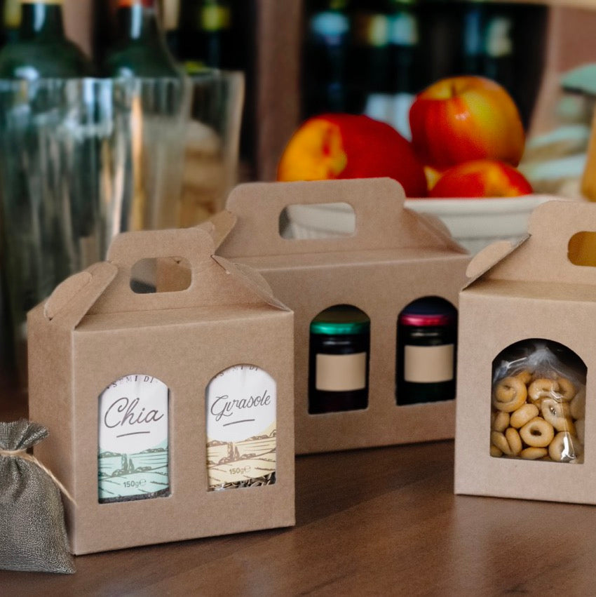 Scatole per Vasetti Vetro in Cartone Kraft con Finestre