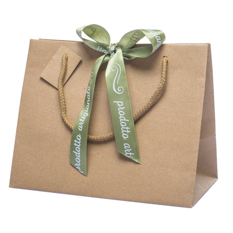 Shopper Carta Kraft con Tag & Foro Avana