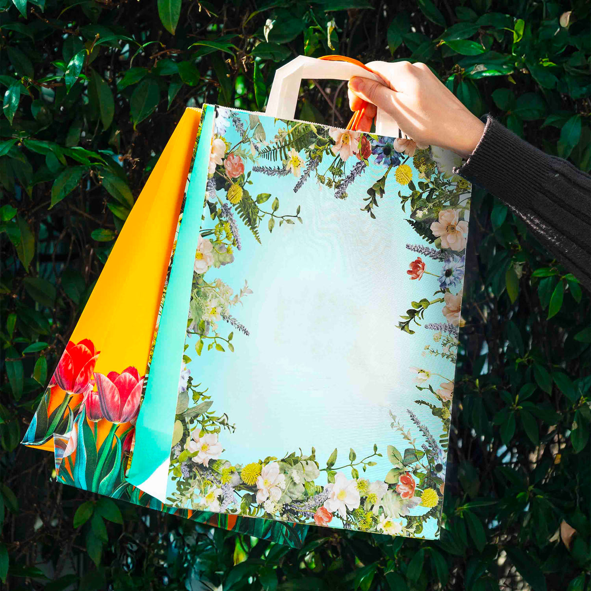 Shopper Carta Fantasia Floreale Maniglia Piattina