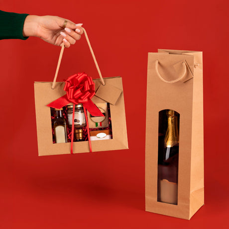Shopper Carta Kraft Lusso con Finestra Avana