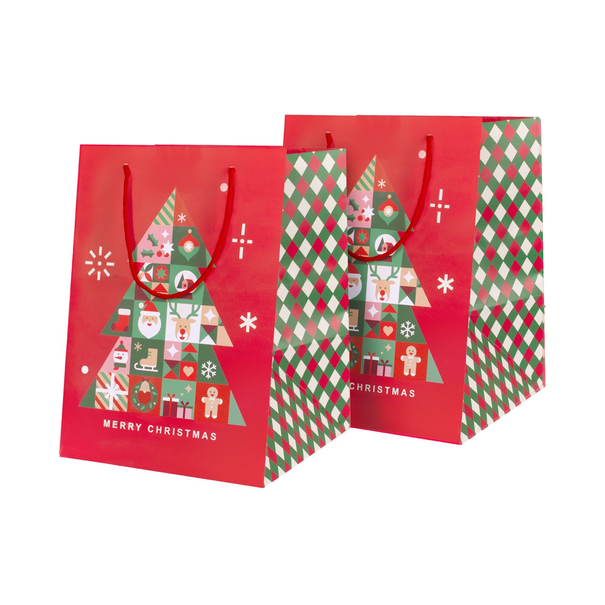 Busta Shopper fondo largo fantasia Joy Merry Christmas