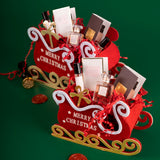CESTO SLITTA PANNO ROSSO CON SCRITTA " MERRY CHRISTMAS "
