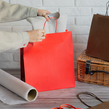 Shopper Carta Colorata Fondo Largo Manico in Cordino