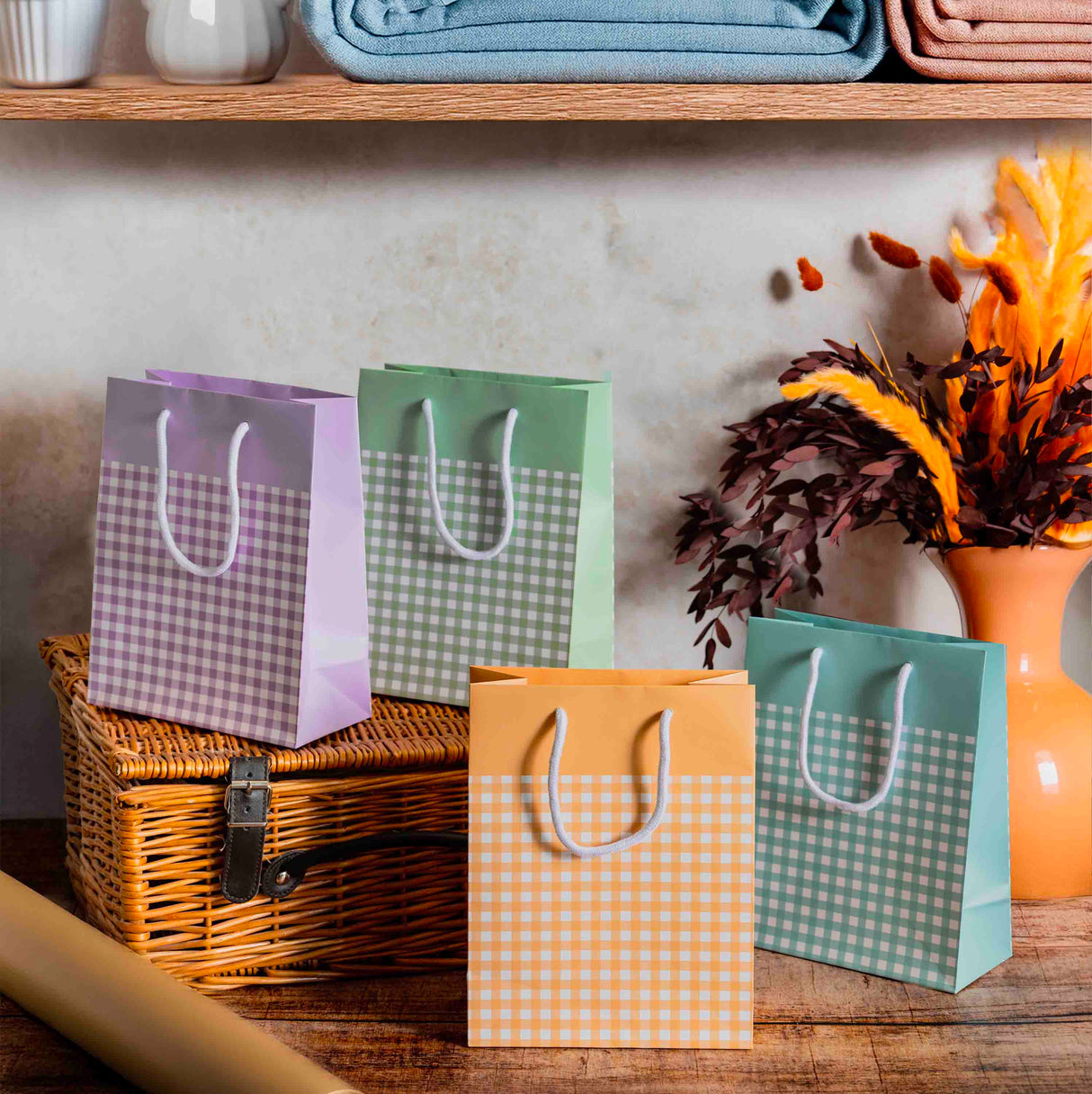 Shopper Carta Quadretti Mix