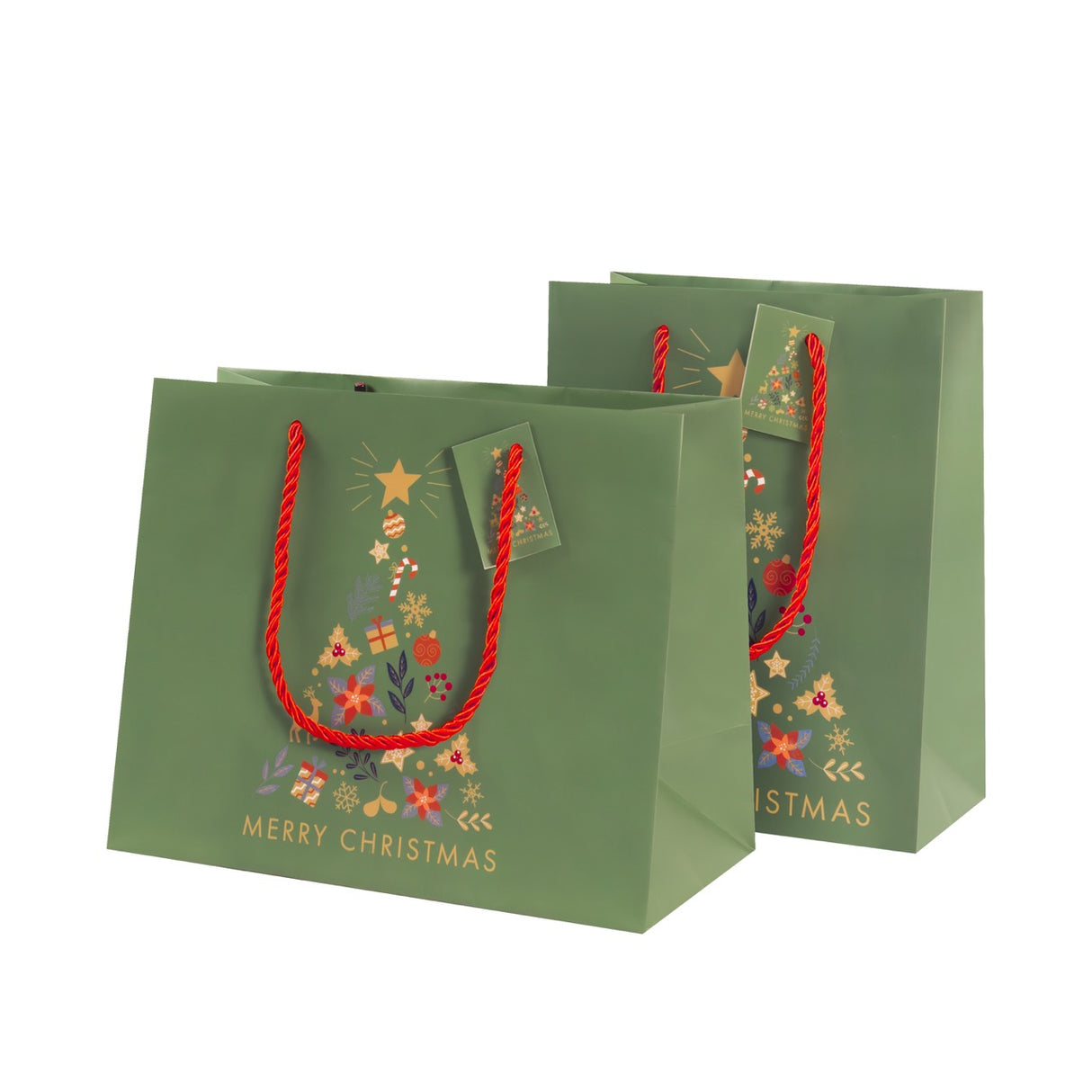Buste Shopper Natalizie Fantasia Albero e Merry Christmas