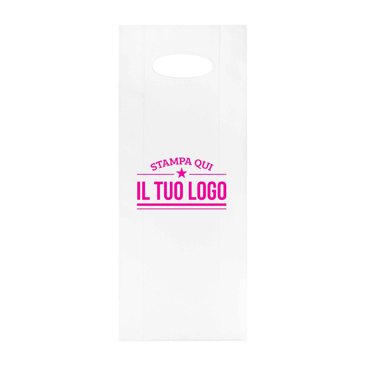 Shopper in Plastica Bianca Porta Bottiglie Personalizzabile