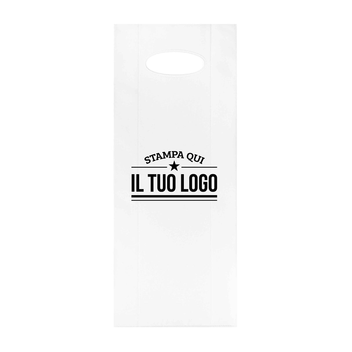 Shopper in Plastica Bianca Porta Bottiglie Personalizzabile