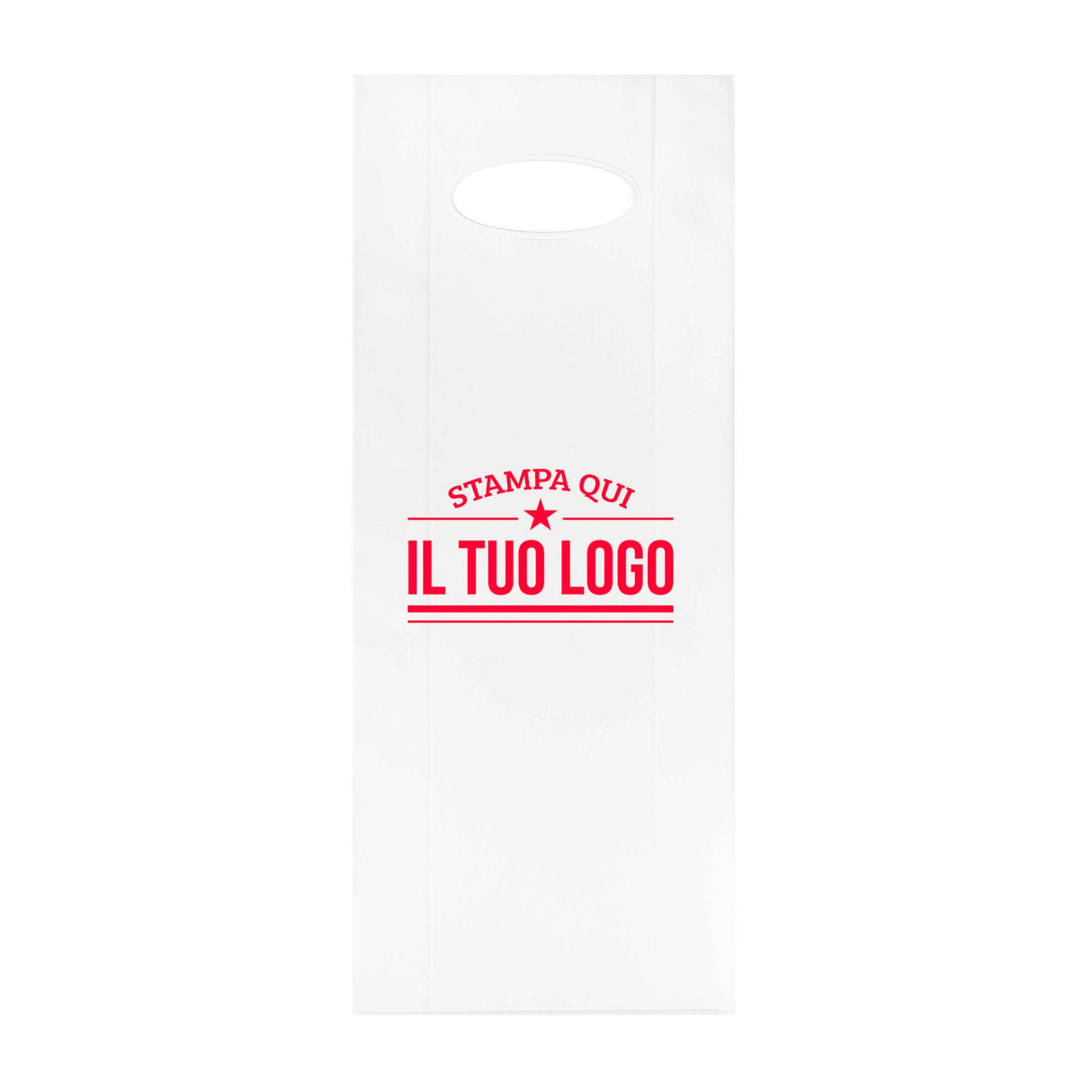 Shopper in Plastica Bianca Porta Bottiglie Personalizzabile