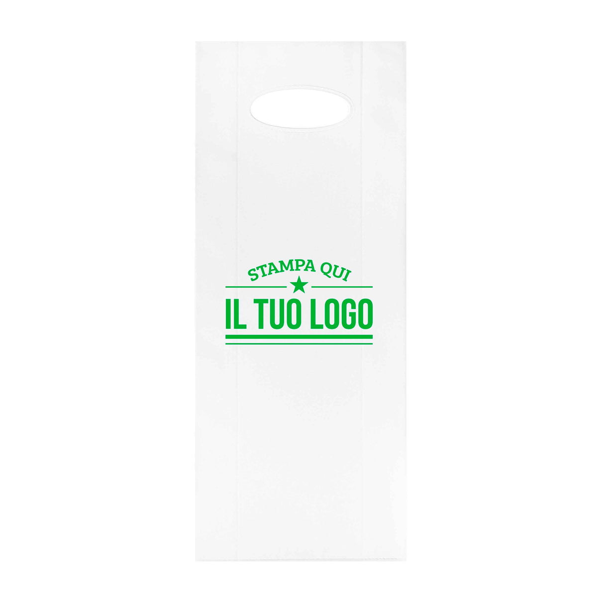 Shopper in Plastica Bianca Porta Bottiglie Personalizzabile