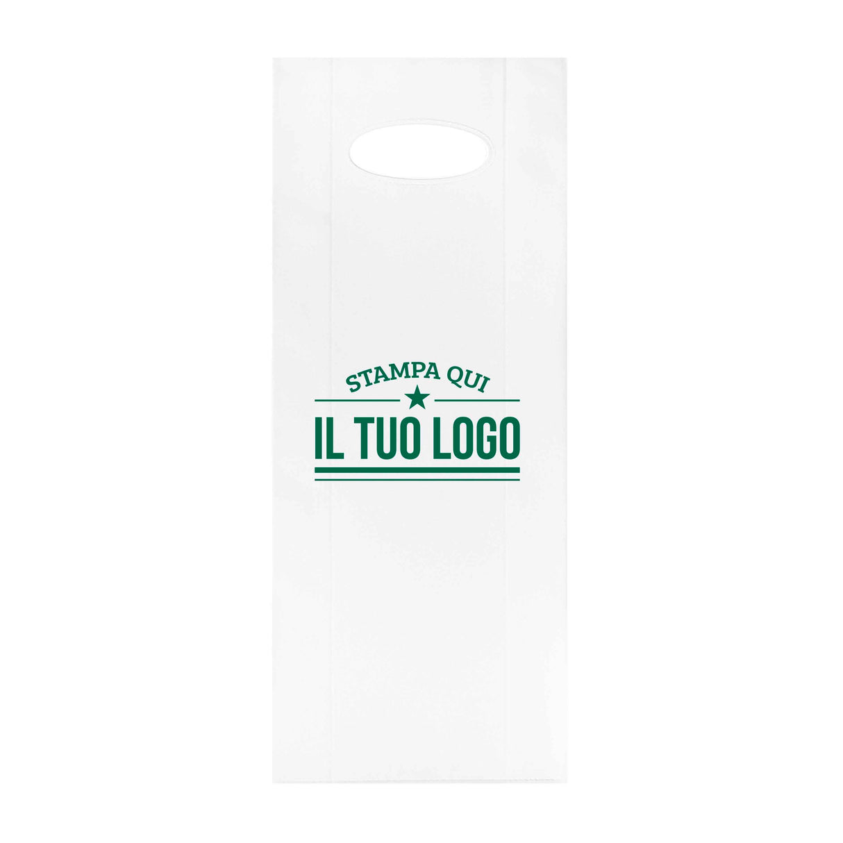 Shopper in Plastica Bianca Porta Bottiglie Personalizzabile