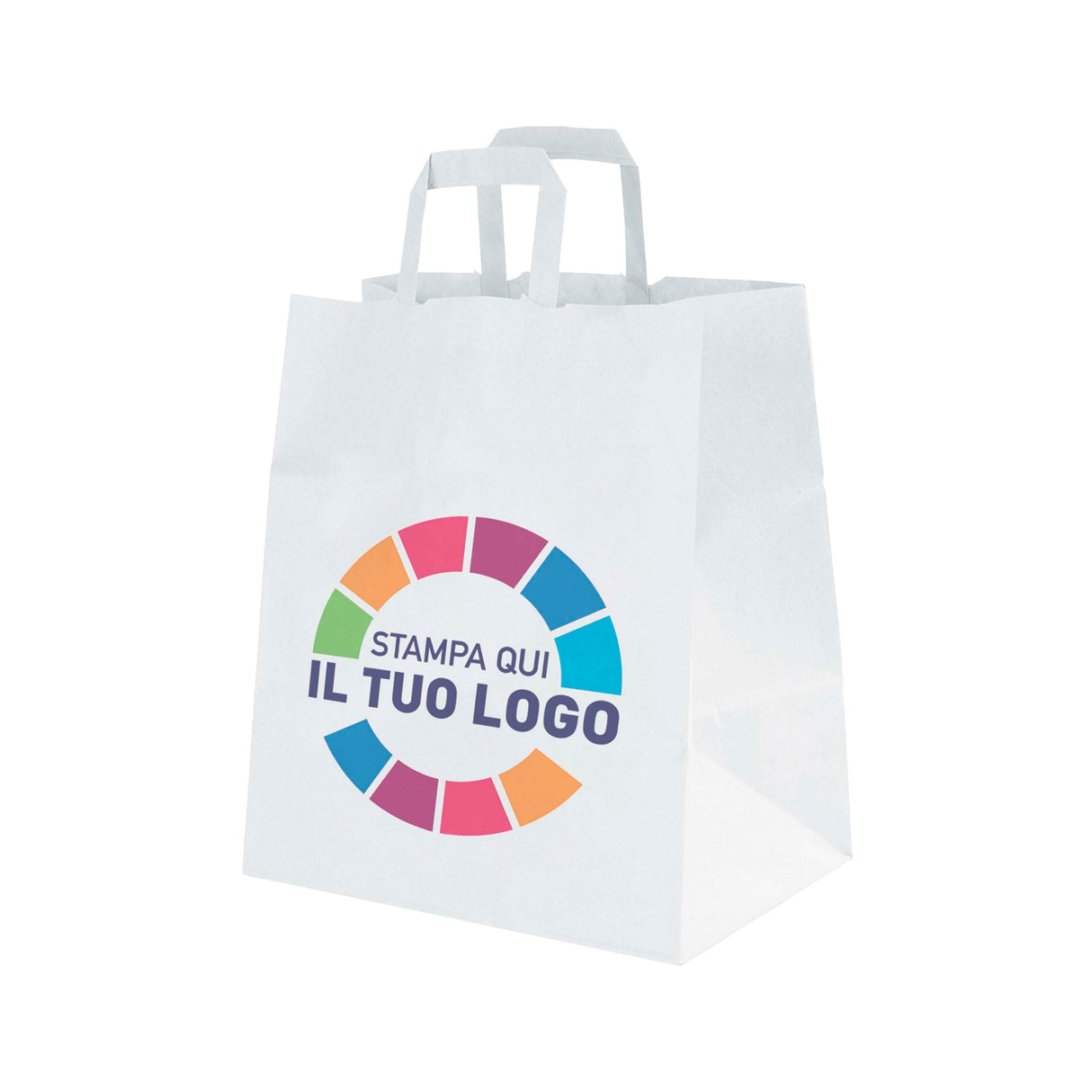 Shopper Carta Food Maniglia piattina Personalizzabile a colori su 1 o 2 lati