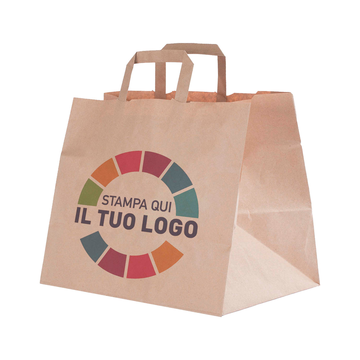 Shopper Carta Food Maniglia piattina Personalizzabile a colori su 1 o 2 lati