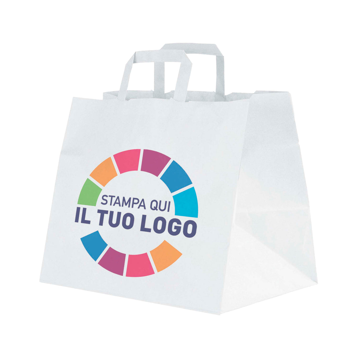 Shopper Carta Food Maniglia piattina Personalizzabile a colori su 1 o 2 lati