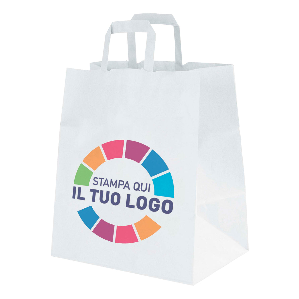 Shopper Carta Food Maniglia piattina Personalizzabile a colori su 1 o 2 lati