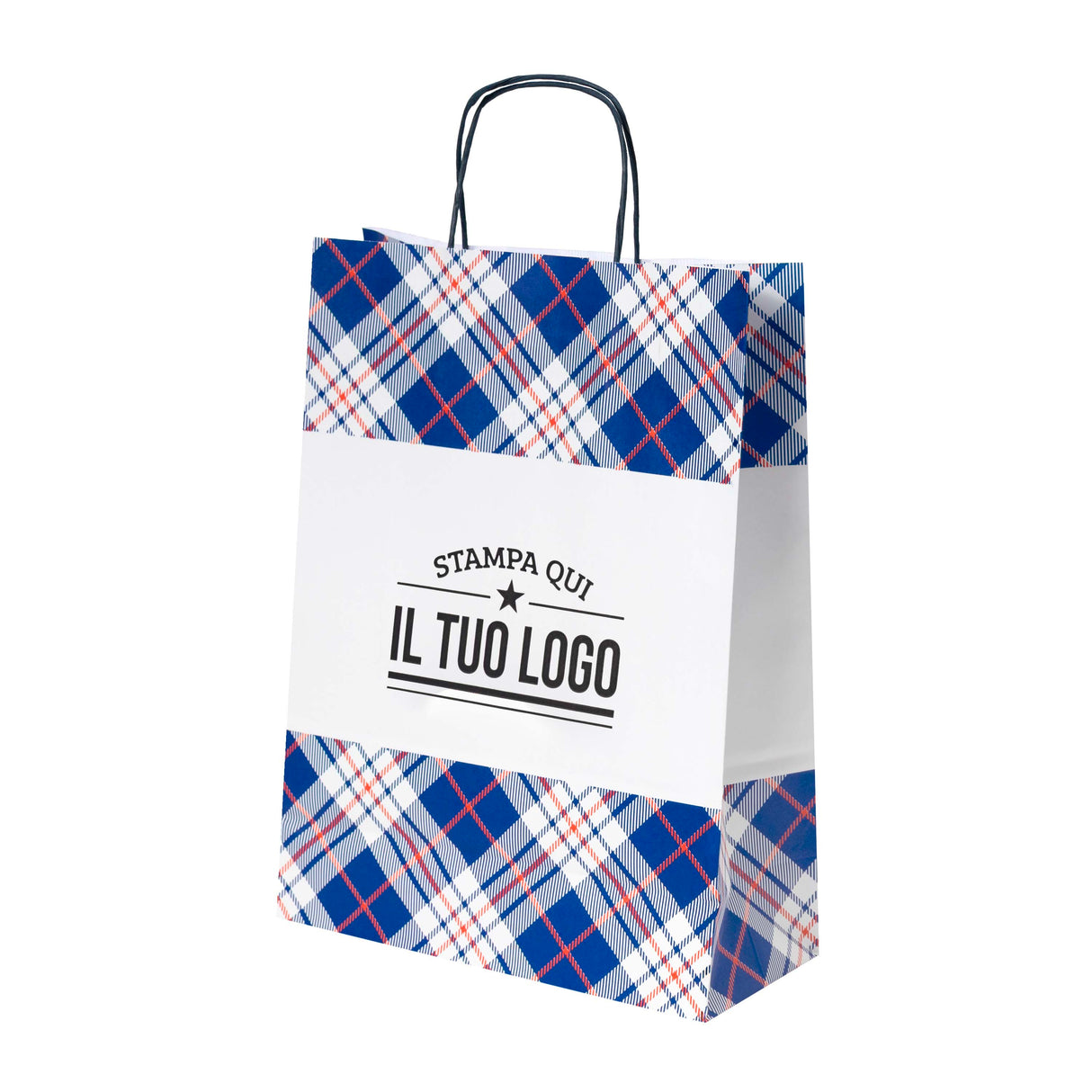Shopper Carta Scottish Blu Personalizzabile su 2 lati
