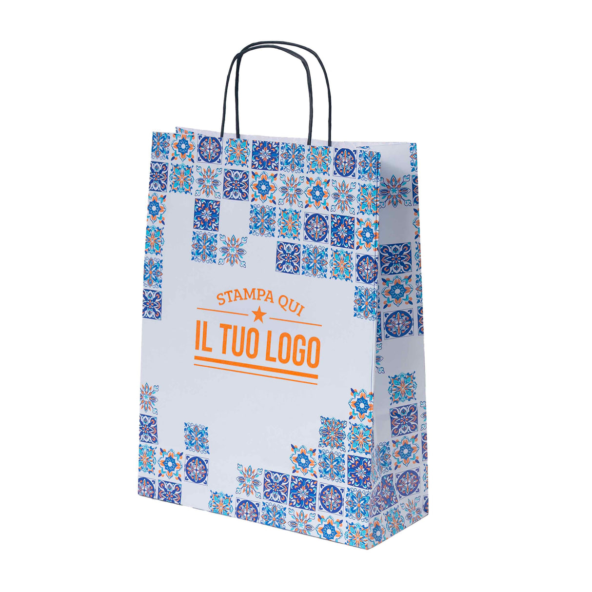 Shopper Maioliche Colorate in Carta Personalizzabili