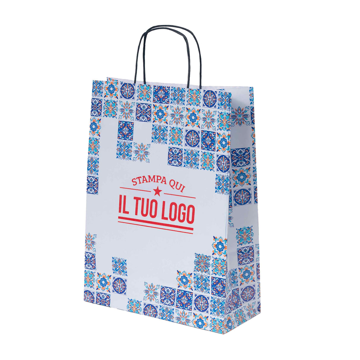 Shopper Maioliche Colorate in Carta Personalizzabili