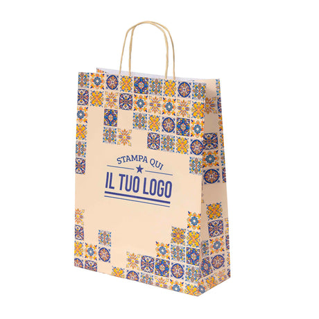 Shopper Maioliche Colorate in Carta Personalizzabili